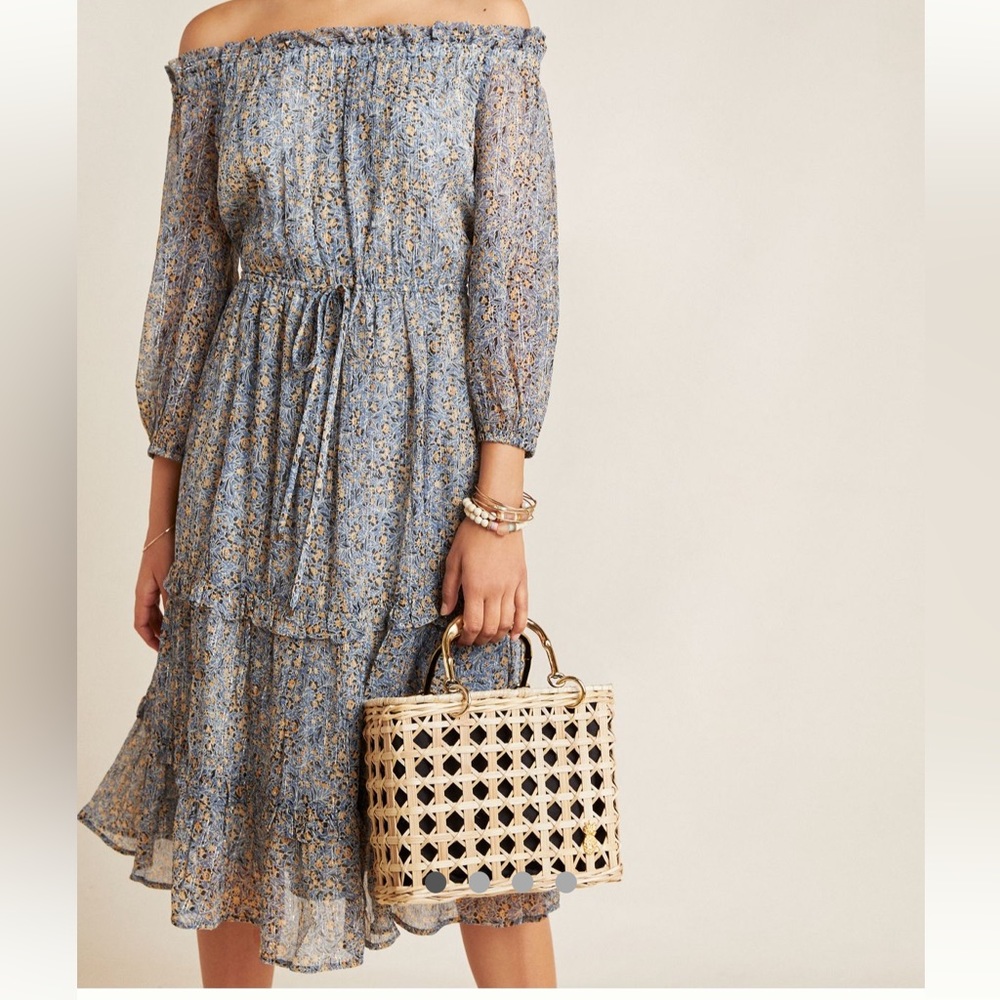 Blue Off-the-Shoulder Anthropologie Dress